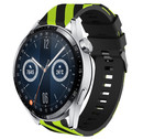 Strap-it® Strap-it Huawei Watch GT 3 46mm Gestreiftes Silikonarmband (Schwarz/Gelb)