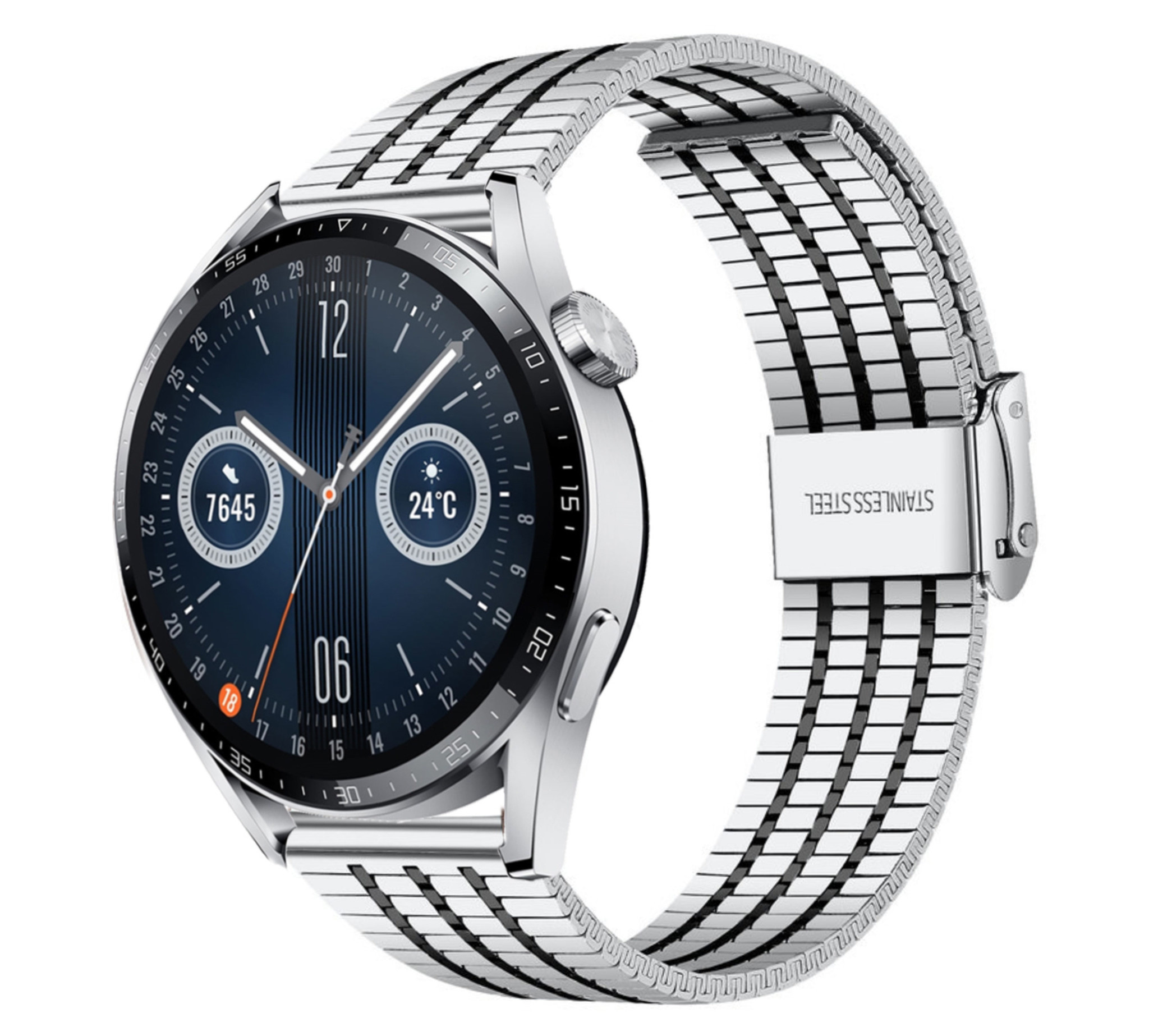 Huawei Watch GT 3 46mm Edelstahlarmband (Silber/Schwarz 
