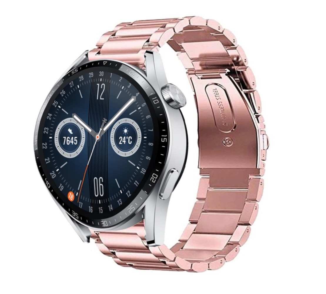 Strap-it® Strap-it Huawei Watch GT 3 46mm Stahlband (Rosa)