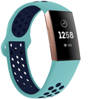 Strap-it® Strap-it Fitbit Charge 3 Sportarmband (Aqua/Dunkelblau)