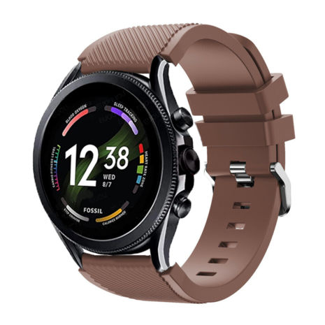 Strap-it® Strap-it Fossil Gen 6 - 44mm Silikonarmband (Kaffeebraun)