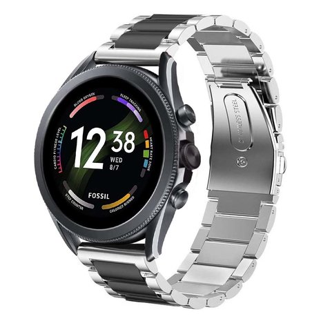 Strap-it® Strap-it Fossil Gen 6 - 44mm Stahlarmband (Silber/Schwarz) Strap-it® Strap-it Fossil Gen 6 - 44mm Stahlarmband (Silber/Schwarz)