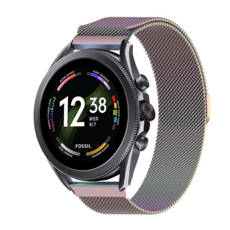 Strap-it® Strap-it Fossil Gen 6 - 44mm Milanese-Armband (Regenbogen)