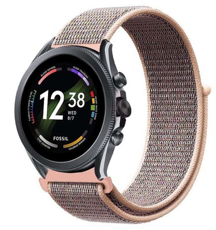 Fossil Gen 6 44 mm Nylonarmband Rosa Sand Smartwatcharmbaender