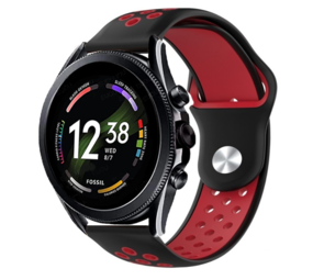 Strap-it® Fossil Gen 6 - 44mm Sportarmband (Schwarz/Rot) Strap-it® Fossil Gen 6 - 44mm Sportarmband (Schwarz/Rot)
