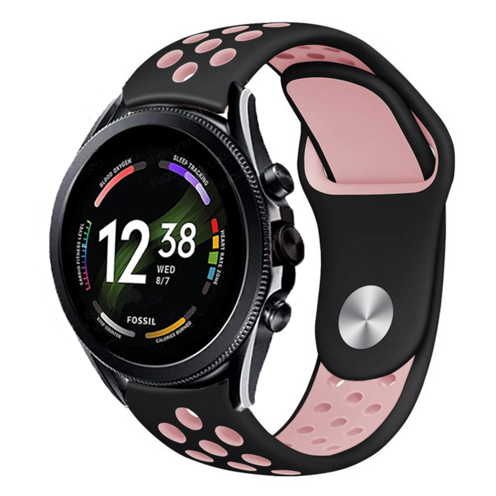 Strap-it® Strap-it Fossil Gen 6 - 44mm Sportarmband (Schwarz/Rosa) Strap-it® Strap-it Fossil Gen 6 - 44mm Sportarmband (Schwarz/Rosa)