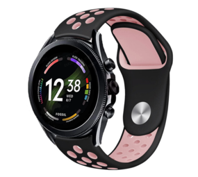 Strap-it® Fossil Gen 6 - 44mm Sportarmband (Schwarz/Rosa) Strap-it® Fossil Gen 6 - 44mm Sportarmband (Schwarz/Rosa)