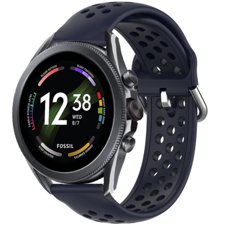 Strap-it® Strap-it Fossil Gen 6 - 44mm Silikonarmband mit Löchern (Dunkelblau)