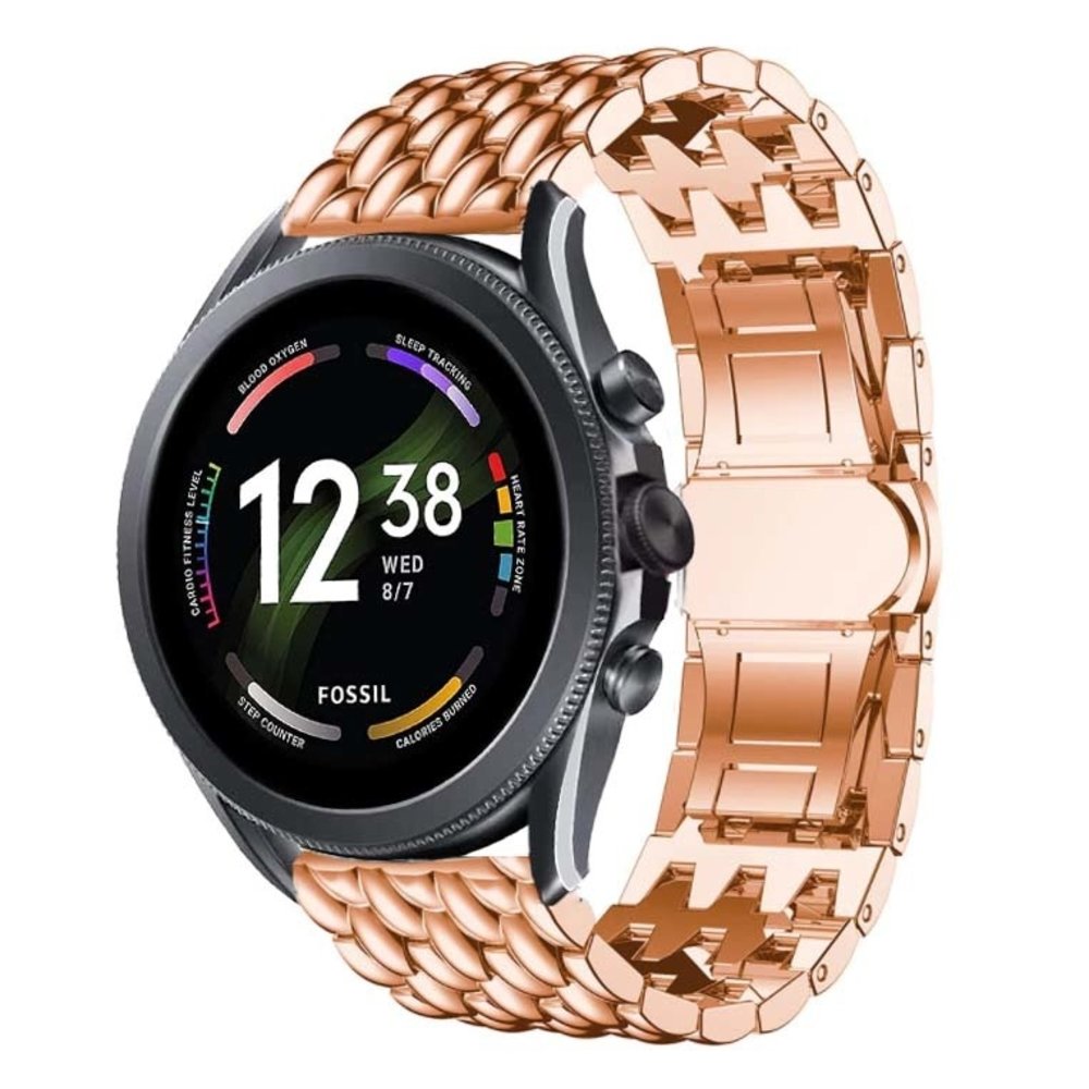 Strap-it® Strap-it Fossil Gen 6 - 44mm Stahl-Drachenarmband (Roségold)