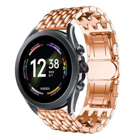 Strap-it® Strap-it Fossil Gen 6 - 44mm Stahl-Drachenarmband (Roségold)
