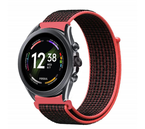 Strap-it® Fossil Gen 6 - 44mm Nylonarmband (Schwarz/Rot) Strap-it® Fossil Gen 6 - 44mm Nylonarmband (Schwarz/Rot)