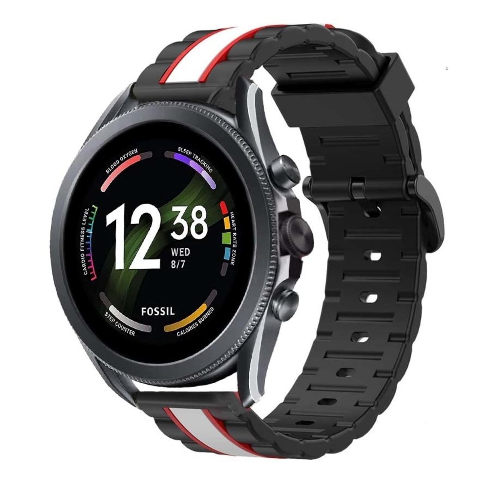 Strap-it® Strap-it Fossil Gen 6 - 44mm Special Edition Armband (Schwarz/Weiß)