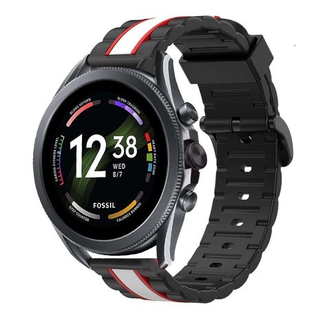 Strap-it® Strap-it Fossil Gen 6 - 44mm Special Edition Armband (Schwarz/Weiß)