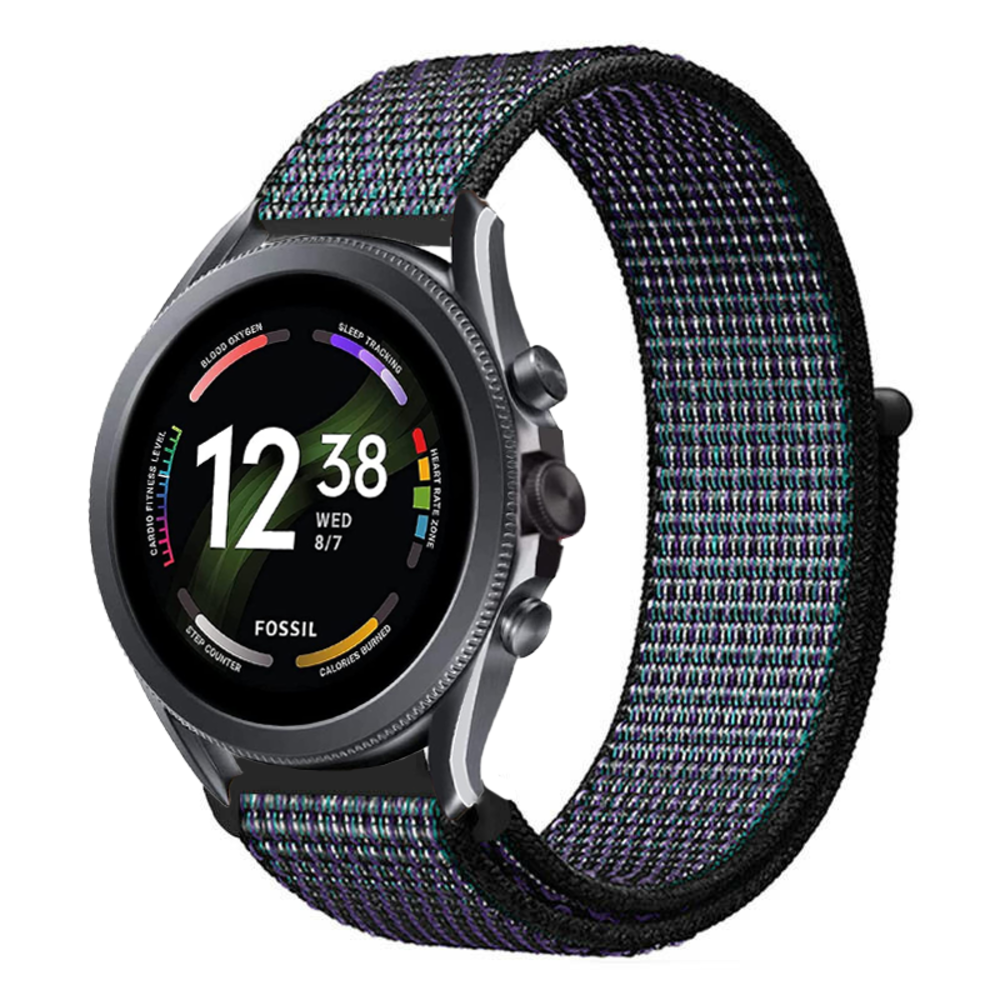 Strap-it® Strap-it Fossil Gen 6 - 44mm Nylonarmband (Schwarz/Blau) Strap-it® Strap-it Fossil Gen 6 - 44mm Nylonarmband (Schwarz/Blau)