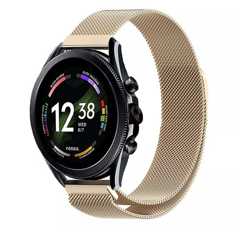 Strap-it® Strap-it Fossil Gen 6 - 44mm Milanese-Armband (Champagner)