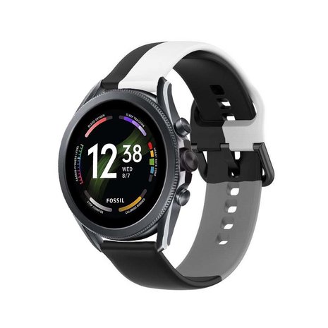 Strap-it® Strap-it Fossil Gen 6 - 44mm Sportarmband (Schwarz-Weiß-Grau)