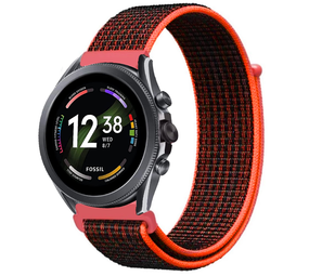 Strap-it® Fossil Gen 6 - 44mm Nylonarmband (Schwarz/Orange) Strap-it® Fossil Gen 6 - 44mm Nylonarmband (Schwarz/Orange)