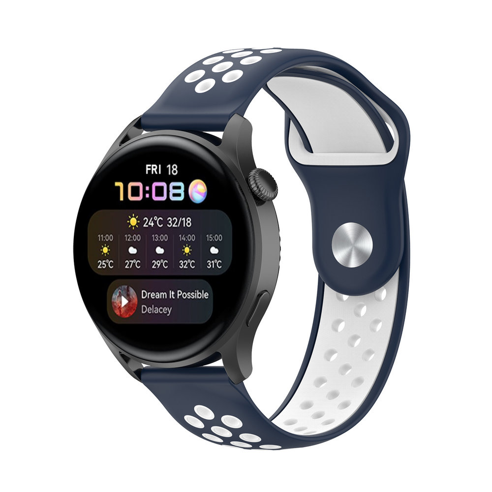 Strap-it® Strap-it Huawei Watch 3 / 3 Pro Sportarmband (Blau/Weiß)