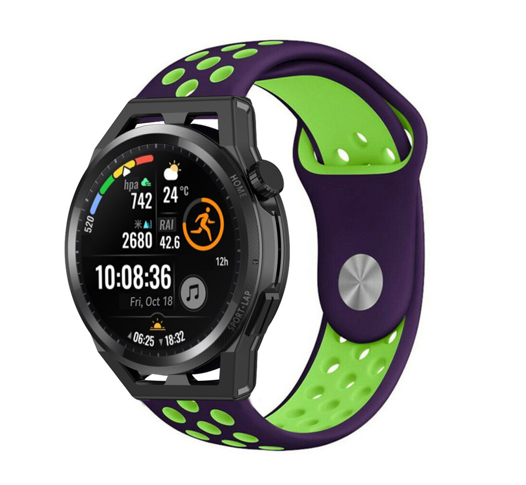 Strap-it® Strap-it Huawei Watch GT Runner Sportarmband (Lila/Grün)