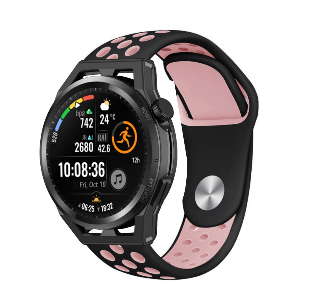 Strap-it® Strap-it Huawei Watch GT Runner Sportarmband (Schwarz/Rosa)