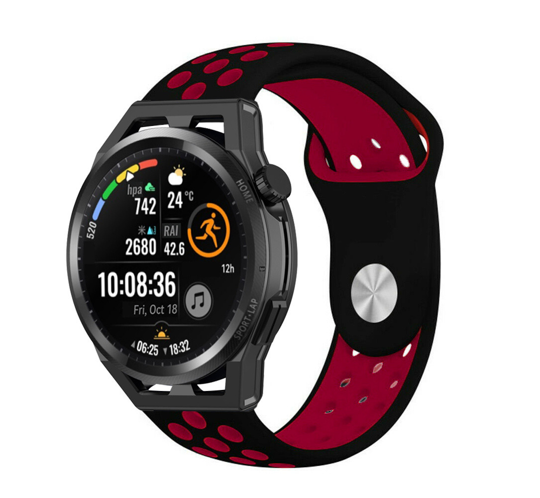Strap-it® Strap-it Huawei Watch GT Runner Sportarmband (Schwarz/Rot)