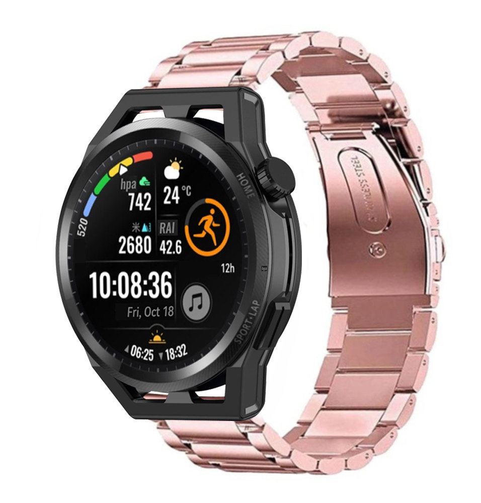Strap-it® Strap-it Huawei Watch GT Runner Stahlarmband (Rosa)