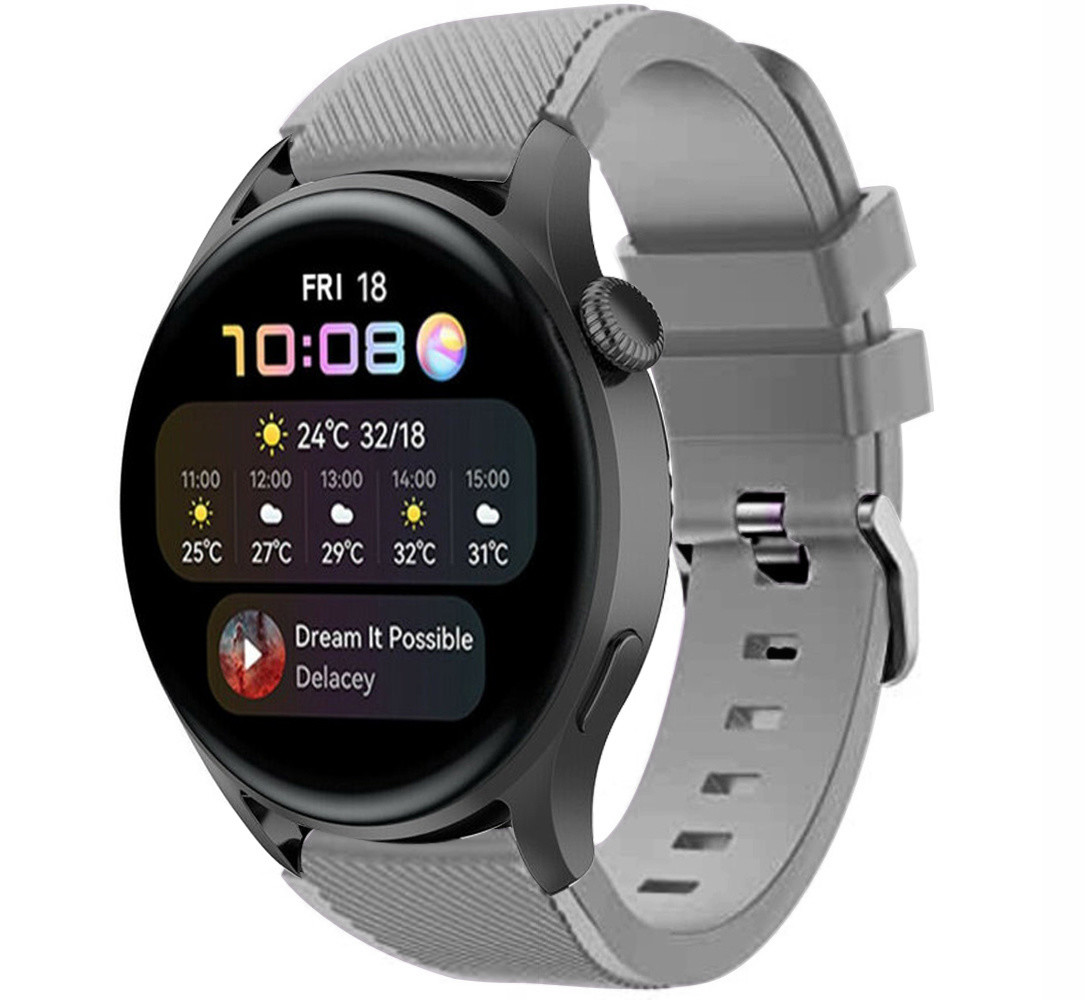 Strap-it® Strap-it Huawei Watch 3 (Pro) Silikonarmband (Grau) Strap-it® Strap-it Huawei Watch 3 (Pro) Silikonarmband (Grau)