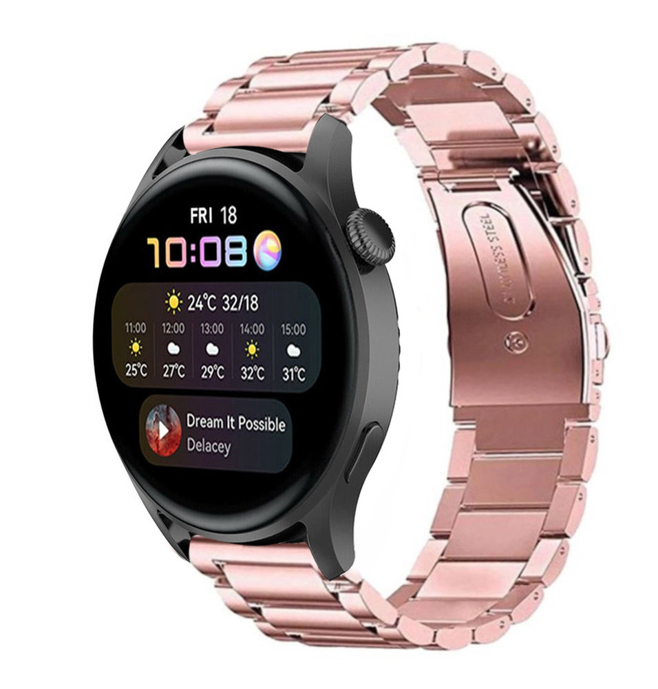 Strap-it® Strap-it Huawei Watch 3 (Pro) Stahlarmband (Rosa)