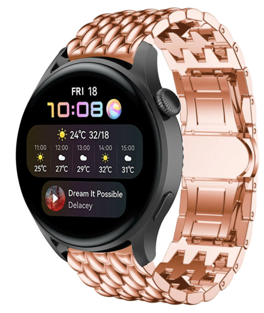 Strap-it® Strap-it Huawei Watch 3 (Pro) Stahl-Drachenarmband (Roségold)