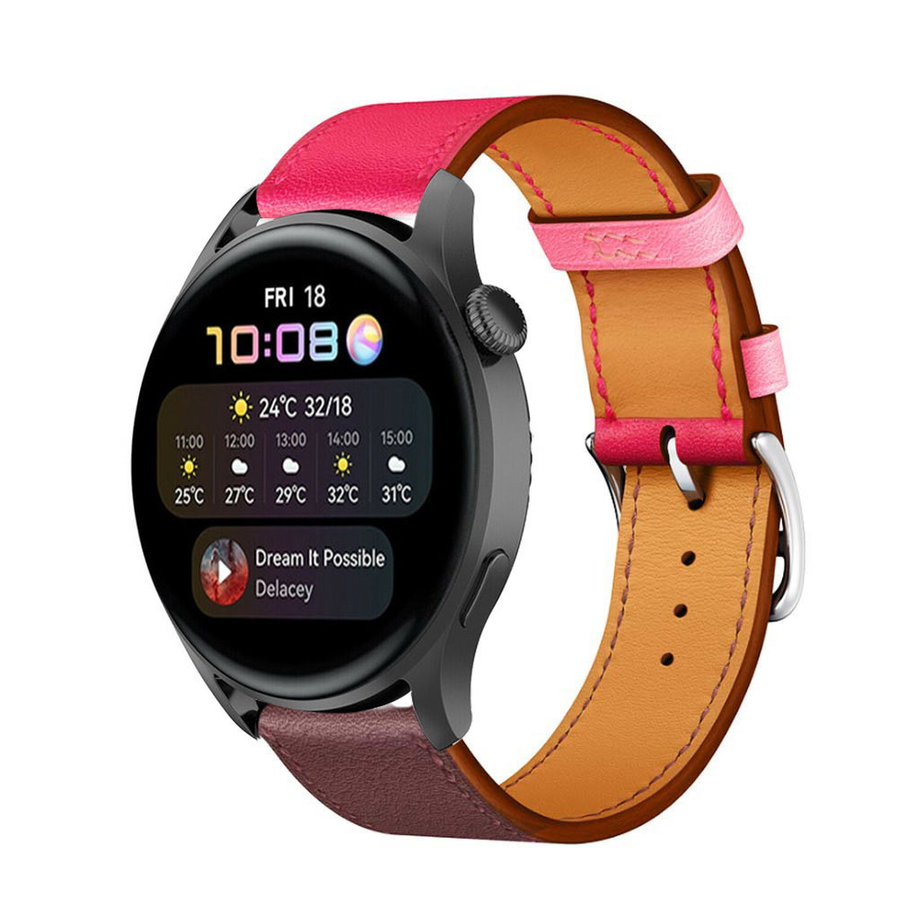 Strap-it® Strap-it Huawei Watch 3 (Pro) Lederarmband (Pink/Rotbraun)