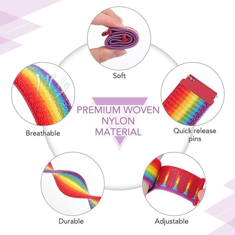 Strap-it® Strap-it Amazfit GTS 2 Nylonarmband (Regenbogen) Strap-it® Strap-it Amazfit GTS 2 Nylonarmband (Regenbogen)