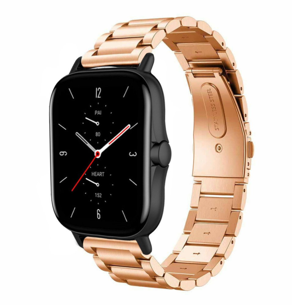 Strap-it® Strap-it Amazfit GTS 2 Stahlarmband (Roségold)
