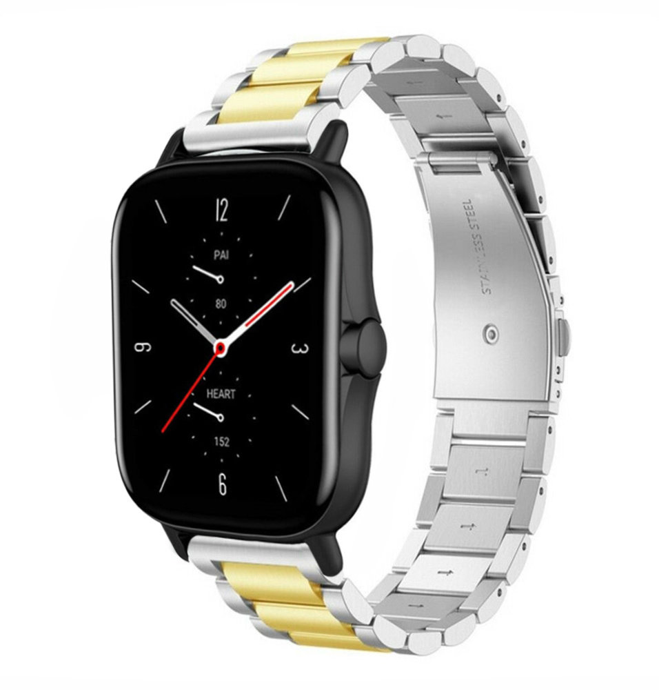 Strap-it® Strap-it Amazfit GTS 2 Stahlarmband (Silber/Gold)