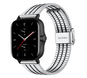Strap-it® Amazfit GTS 2 Edelstahlarmband (Silber/Schwarz) Strap-it® Amazfit GTS 2 Edelstahlarmband (Silber/Schwarz)