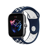 Strap-it® Amazfit GTS 3 Sportarmband (Blau/Weiß)