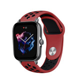 Strap-it® Amazfit GTS 3 Sportarmband (Rot/Schwarz)