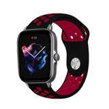 Strap-it® Amazfit GTS 3 Sportarmband (Schwarz/Rot)