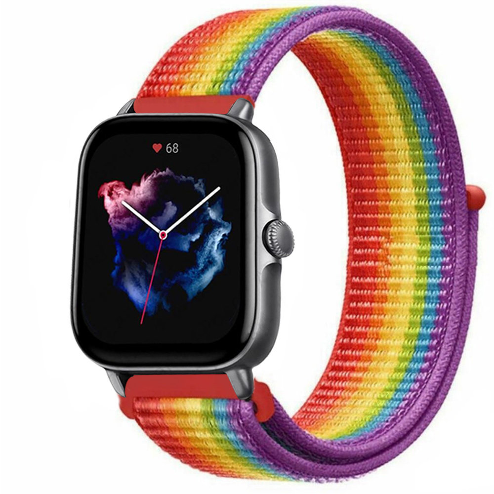 Strap-it® Strap-it Amazfit GTS 3 Nylonarmband (Regenbogen)