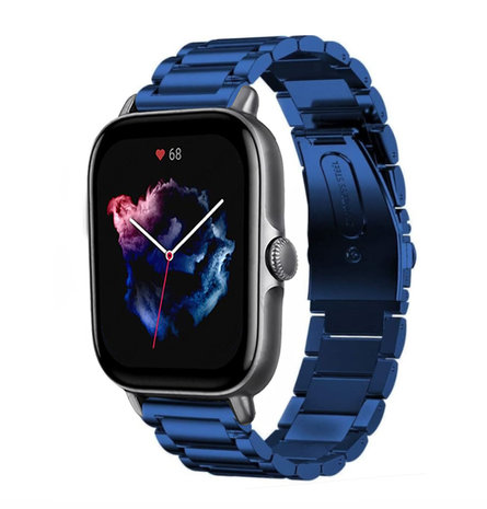 Strap-it® Strap-it Amazfit GTS 3 Stahlarmband (Blau)