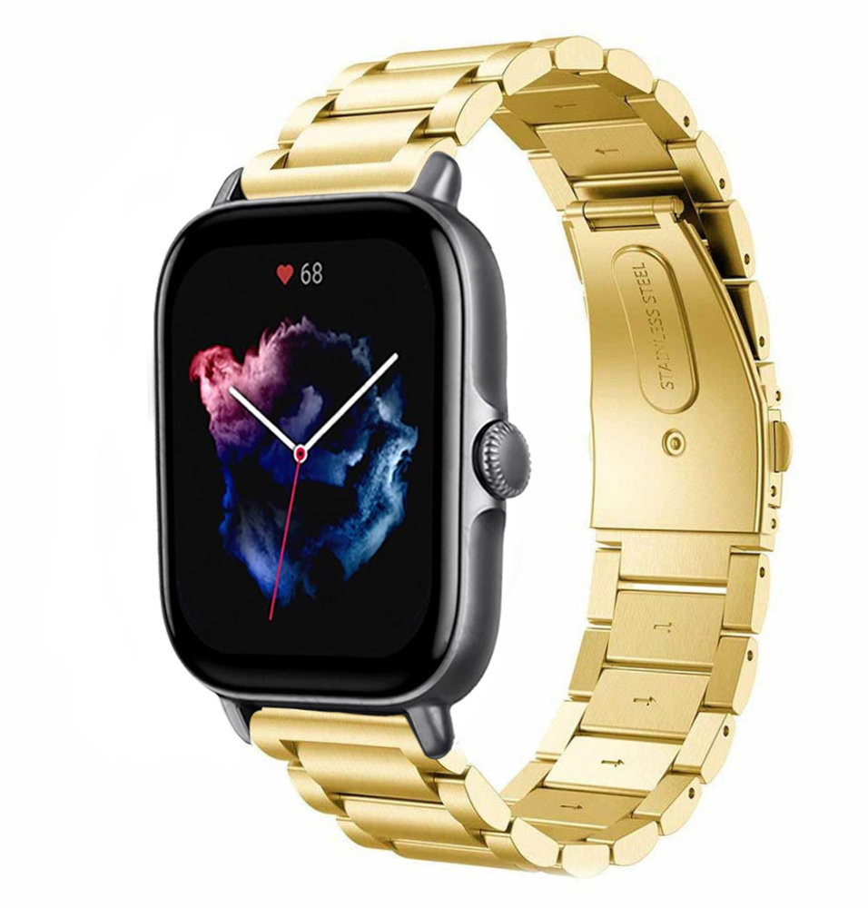 Strap-it® Strap-it Amazfit GTS 3 Stahlarmband (Gold)