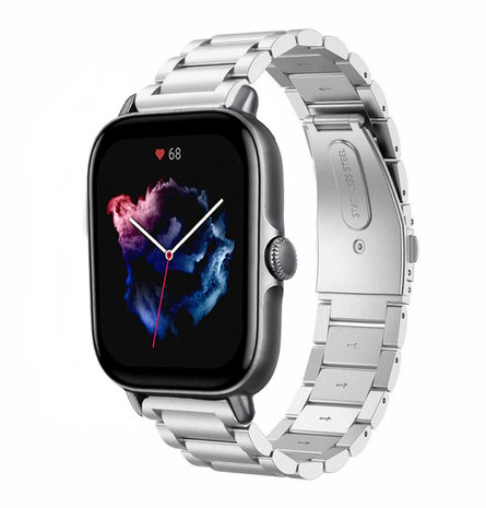 Strap-it® Strap-it Amazfit GTS 3 Stahlarmband (Silber)