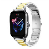 Strap-it® Amazfit GTS 3 Stahlarmband (Silber/Gold)