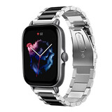 Strap-it® Amazfit GTS 3 Stahlarmband (Silber/Schwarz)