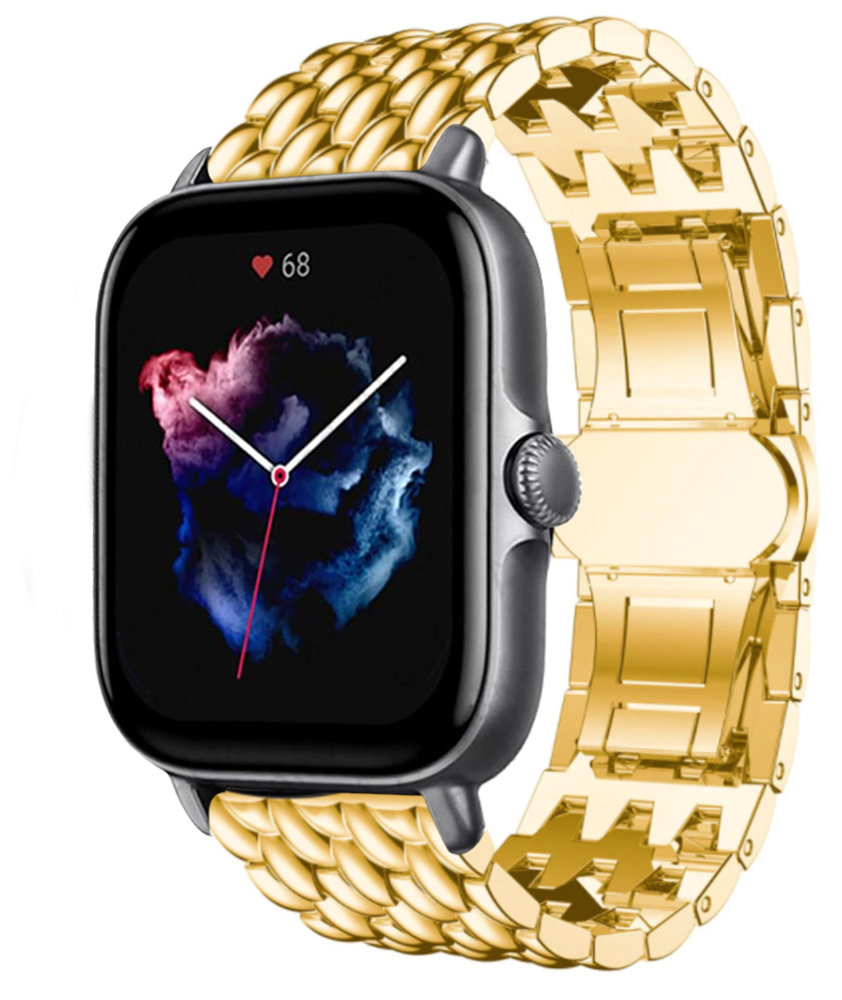 Strap-it® Strap-it Amazfit GTS 3 Stahl-Drachenarmband (Gold)