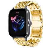 Strap-it® Amazfit GTS 3 Stahl-Drachenarmband (Gold)