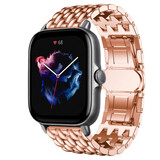 Strap-it® Amazfit GTS 3 Stahl-Drachenarmband (Roségold)