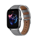 Strap-it® Amazfit GTS 3 Armband Leder (Grau)
