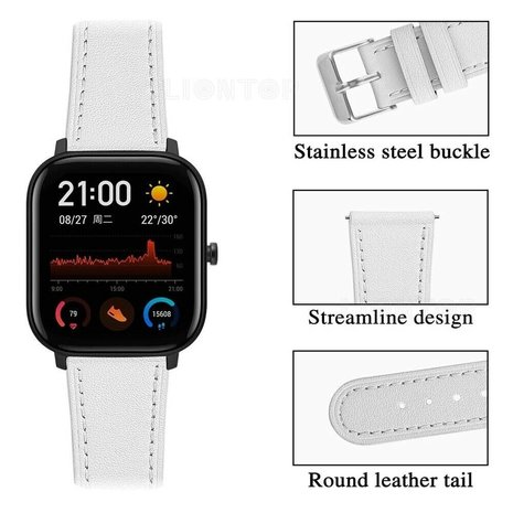 Strap-it® Strap-it Amazfit GTS 3 Armband Leder (Weiß) Strap-it® Strap-it Amazfit GTS 3 Armband Leder (Weiß)