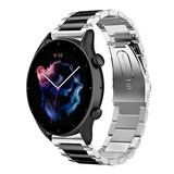 Strap-it® Amazfit GTR 3 Stahlarmband (Silber/Schwarz) Strap-it® Amazfit GTR 3 Stahlarmband (Silber/Schwarz)