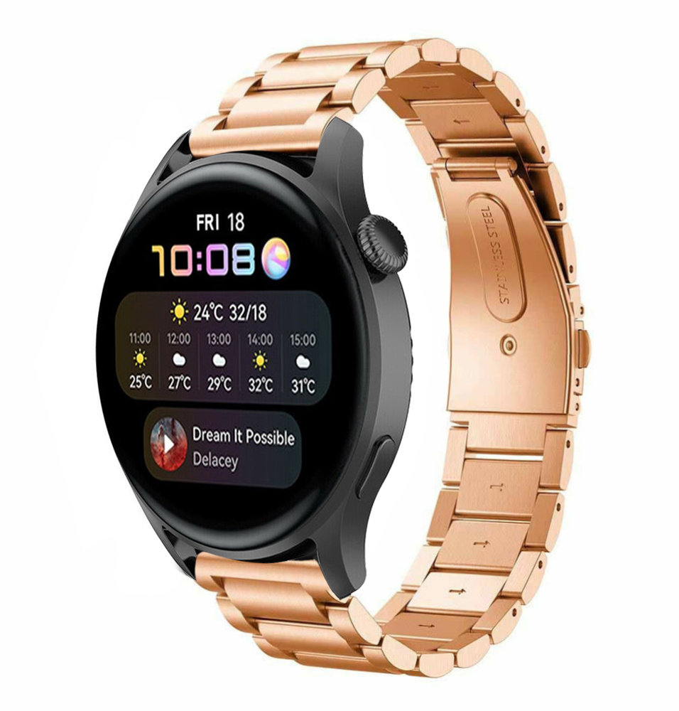 Strap-it® Strap-it Huawei Watch 3/3 Pro Stahlarmband (Roségold)